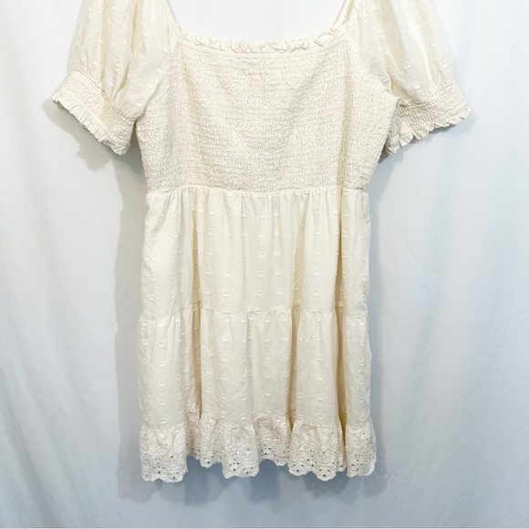 Sold American Eagle Short Sleeve Smocked Eyelet Dress in Ivory - Picture 4 of 11